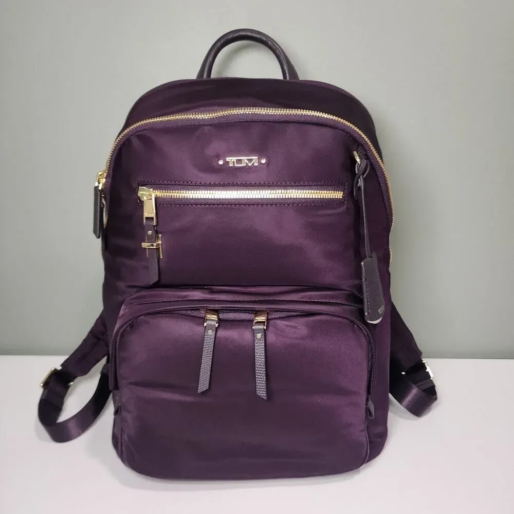 NWT Tumi Voyageur HARRIET 14.25” Nylon Laptop Backpack Black Berry Purple